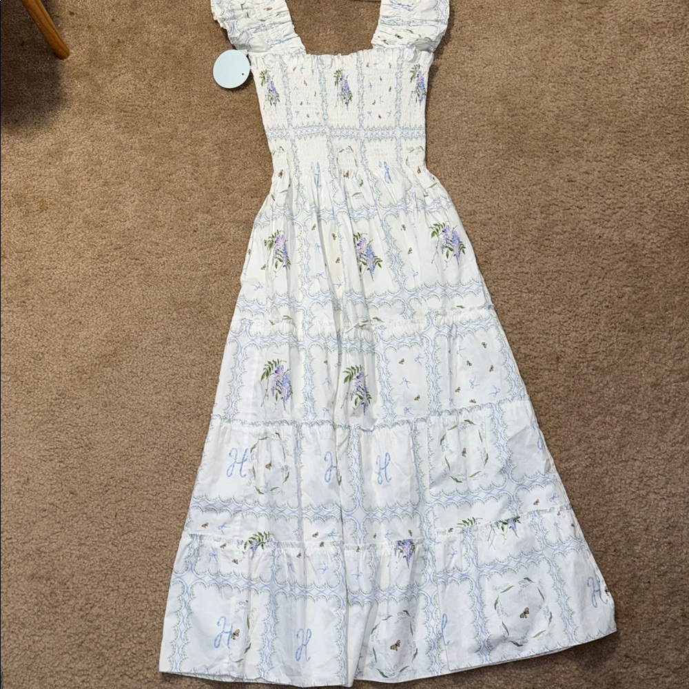 Hill House White and Blue Floral Nap Dress